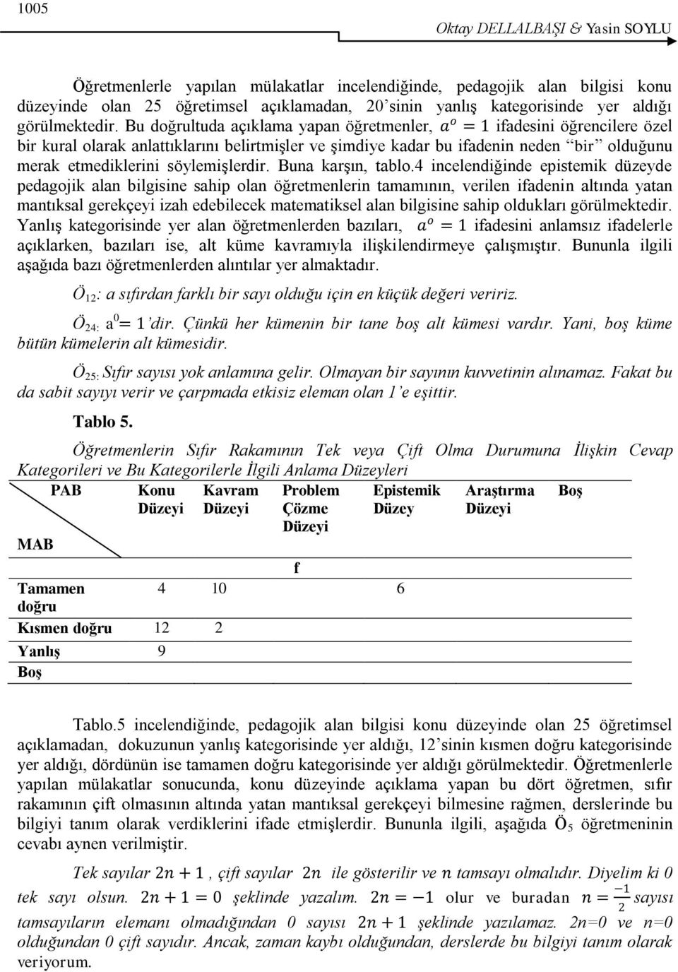 Bu doğrultuda açıklama yapan öğretmenler, a o = 1 ifadesini öğrencilere özel bir kural olarak anlattıklarını belirtmişler ve şimdiye kadar bu ifadenin neden bir olduğunu merak etmediklerini