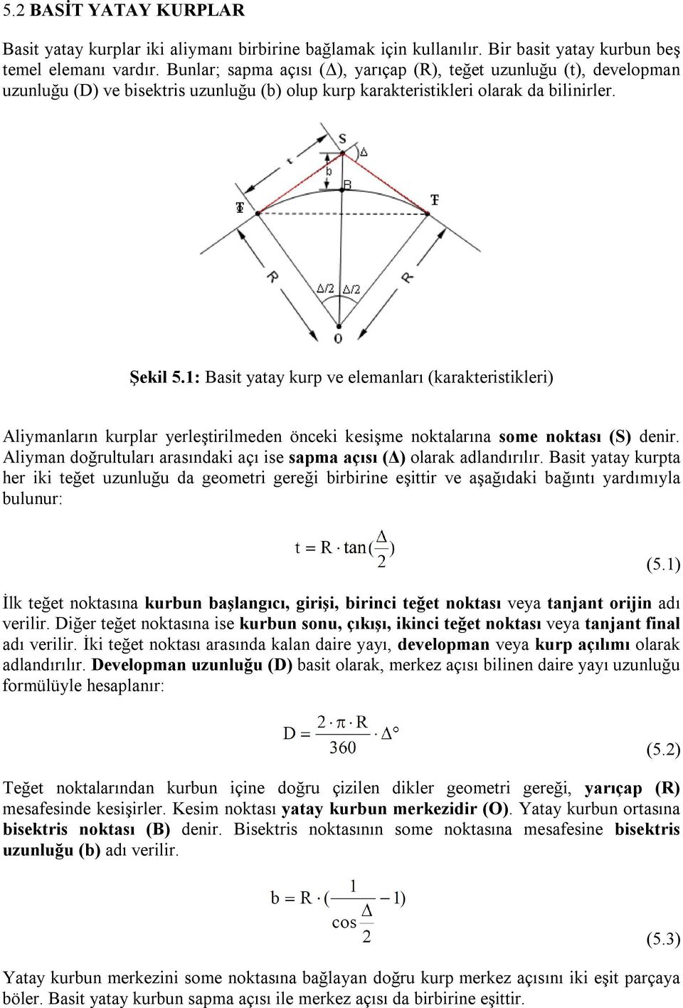 1: Basit yatay kurp ve elemanları (karakteristikleri) Aliymanların kurplar yerleştirilmeden önceki kesişme noktalarına some noktası (S) denir.