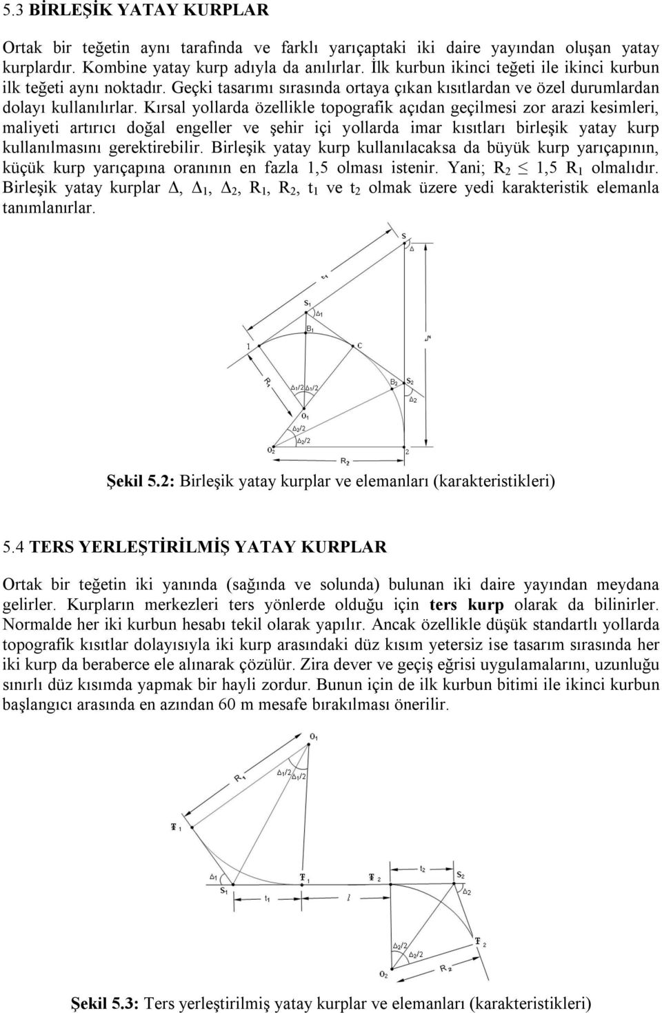 Kırsal yollarda özellikle topografik açıdan geçilmesi zor arazi kesimleri, maliyeti artırıcı doğal engeller ve şehir içi yollarda imar kısıtları birleşik yatay kurp kullanılmasını gerektirebilir.