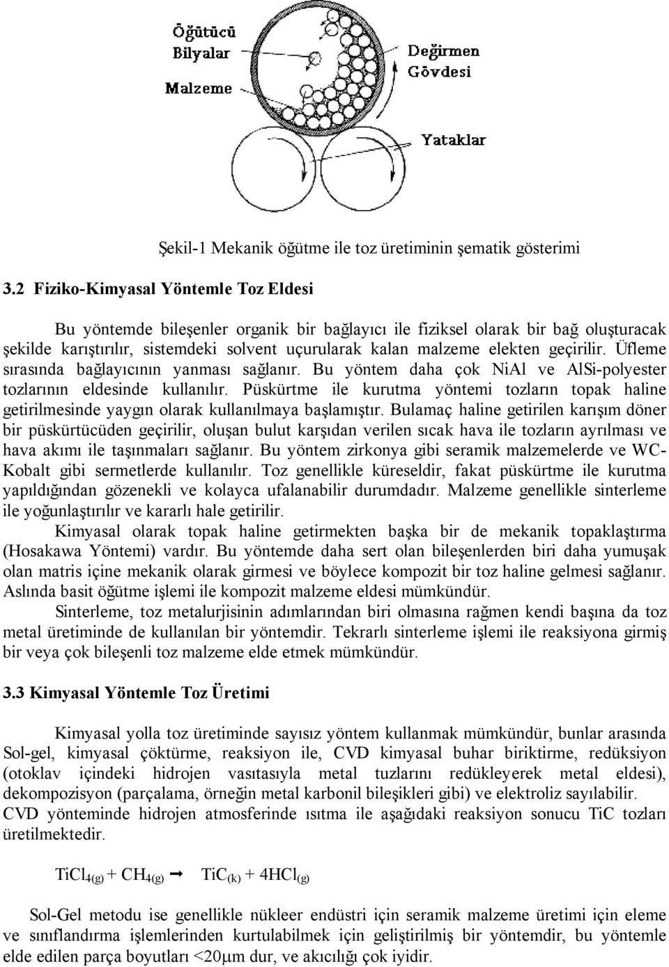 geçirilir. Üfleme sırasında bağlayıcının yanması sağlanır. Bu yöntem daha çok NiAl ve AlSi-polyester tozlarının eldesinde kullanılır.