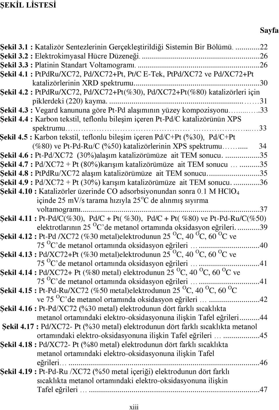 2 : PtPdRu/XC72, Pd/XC72+Pt(%30), Pd/XC72+Pt(%80) katalizörleri için piklerdeki (220) kayma.... 31 Şekil 4.3 : Vegard kanununa göre Pt-Pd alaşımının yüzey kompozisyonu.....33 Şekil 4.