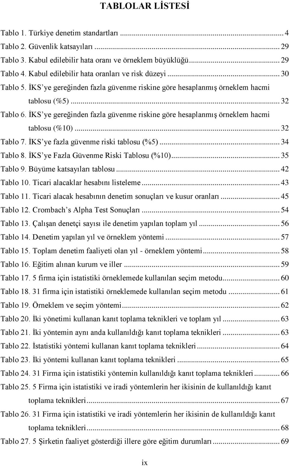 İKS ye gereğinden fazla güvenme riskine göre hesaplanmış örneklem hacmi tablosu (%10)... 32 Tablo 7. İKS ye fazla güvenme riski tablosu (%5)... 34 Tablo 8. İKS ye Fazla Güvenme Riski Tablosu (%10).