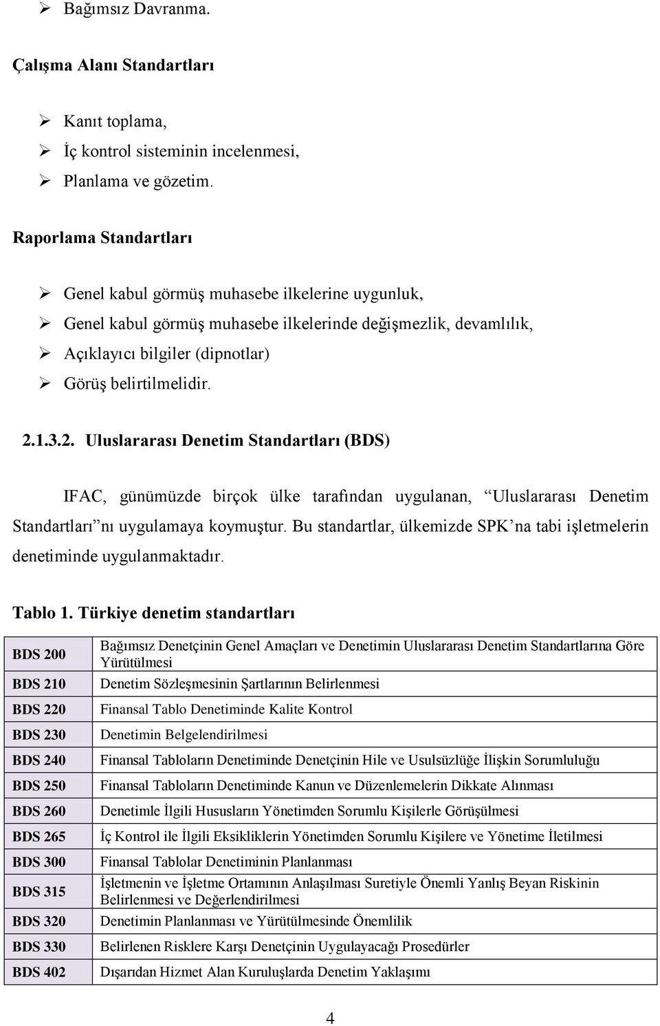 1.3.2. Uluslararası Denetim Standartları (BDS) IFAC, günümüzde birçok ülke tarafından uygulanan, Uluslararası Denetim Standartları nı uygulamaya koymuştur.