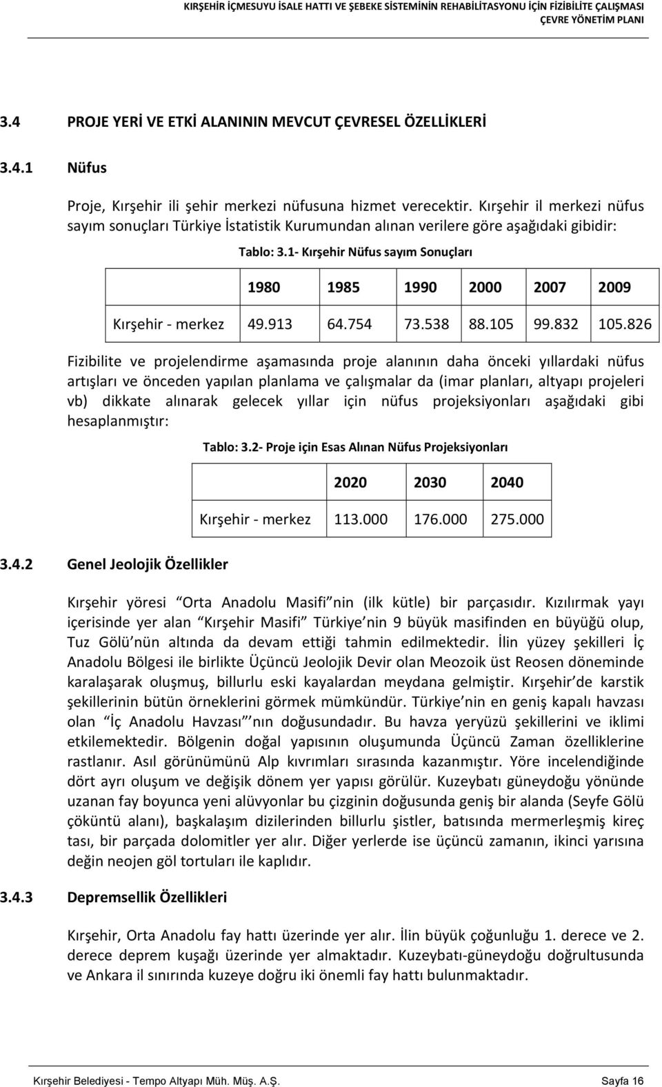 1 Kırşehir Nüfus sayım Sonuçları 1980 1985 1990 2000 2007 2009 Kırşehir merkez 49.913 64.754 73.538 88.105 99.832 105.
