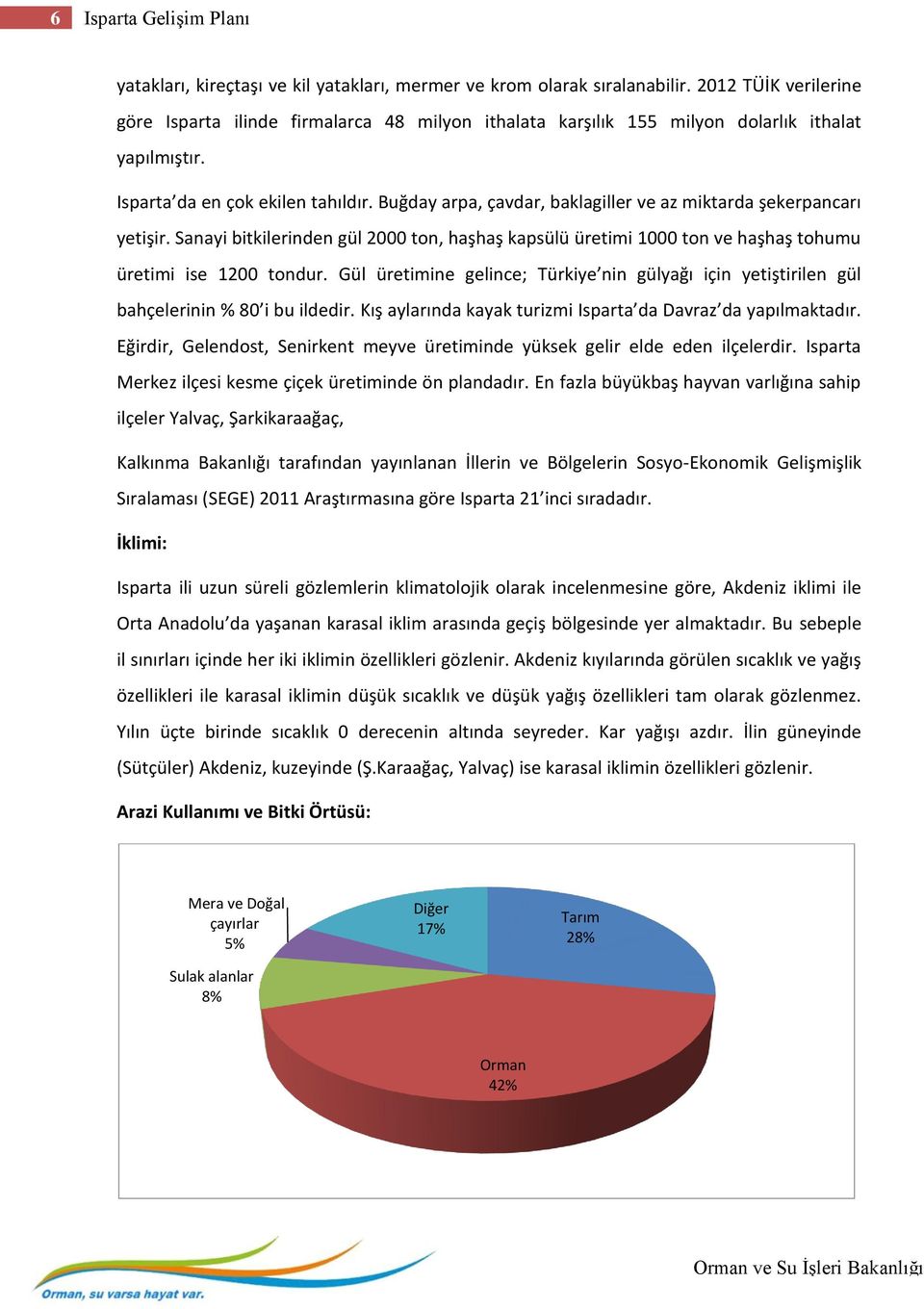 Buğday arpa, çavdar, baklagiller ve az miktarda şekerpancarı yetişir. Sanayi bitkilerinden gül 2000 ton, haşhaş kapsülü üretimi 1000 ton ve haşhaş tohumu üretimi ise 1200 tondur.