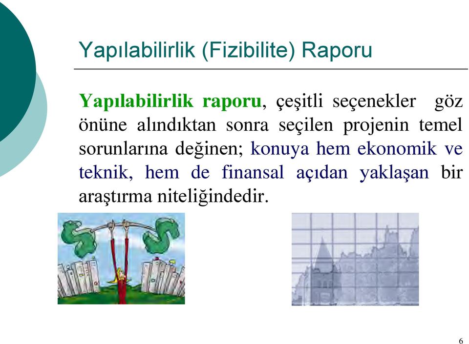 projenin temel sorunlarına değinen; konuya hem ekonomik ve