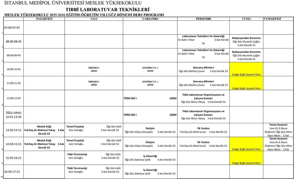 Gör.İlknur Aksoy 7 8 13:30-14:15 14:30-15:15 Öğr.Gör.Halil Aziz Velioğlu Öğr.Gör.Halil Aziz Velioğlu Öğr.Gör.Hülya Günaydın Öğr.Gör.Hülya Günaydın Yrd.Doç.Dr.Nihal Sunal Yrd.Doç.Dr.Nihal Sunal Uzm.