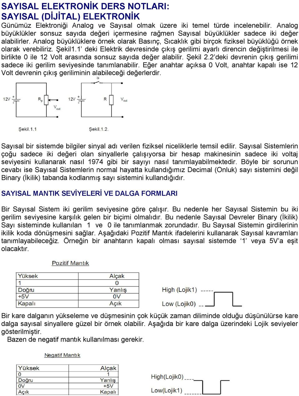 Analog büyüklüklere örnek olarak Basınç, Sıcaklık gibi birçok fiziksel büyüklüğü örnek olarak verebiliriz. ġekil1.