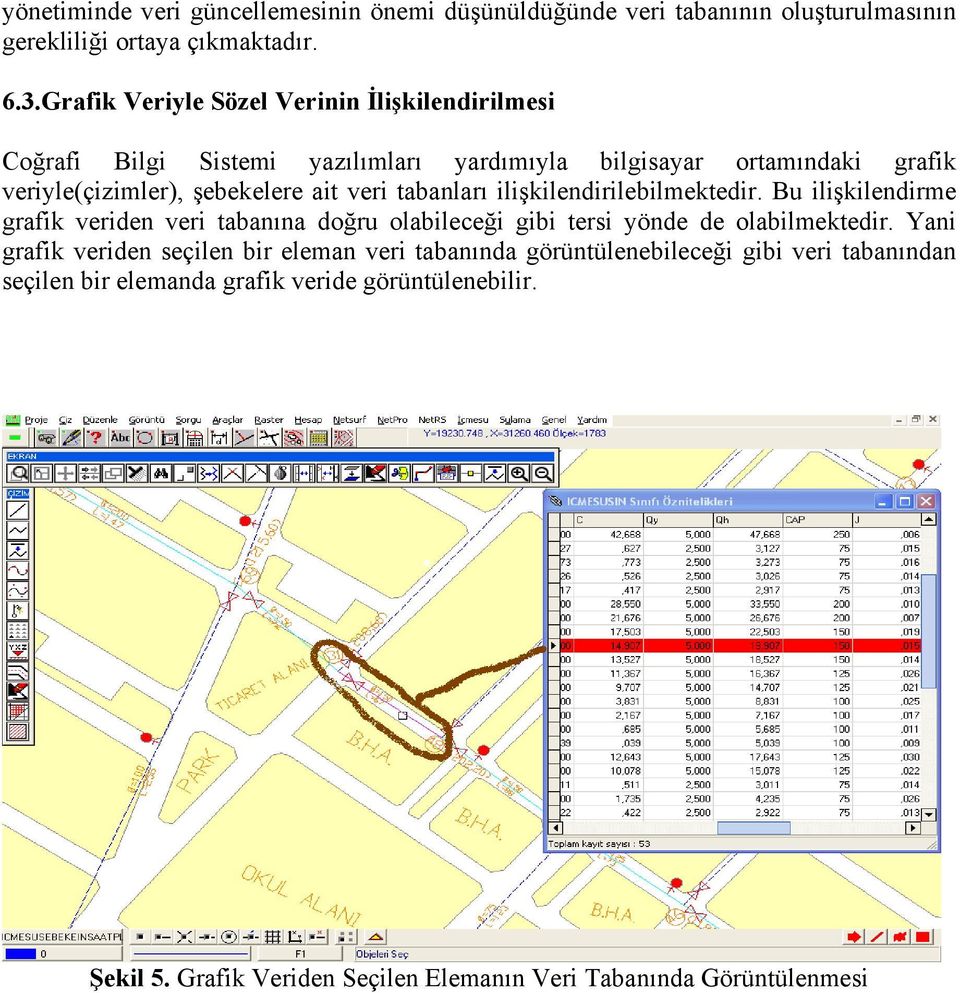 veri tabanları ilişkilendirilebilmektedir. Bu ilişkilendirme grafik veriden veri tabanına doğru olabileceği gibi tersi yönde de olabilmektedir.