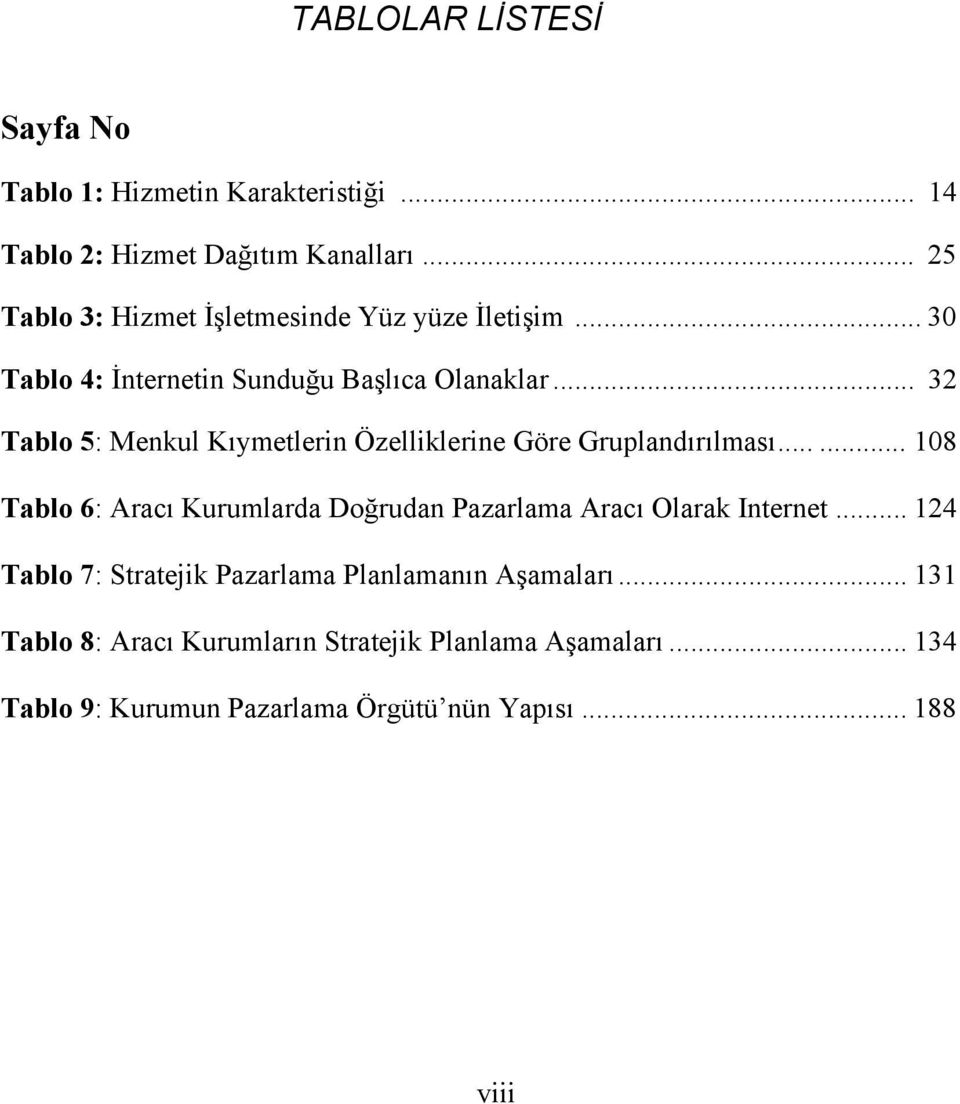 .. 32 Tablo 5: Menkul Kıymetlerin Özelliklerine Göre Gruplandırılması.