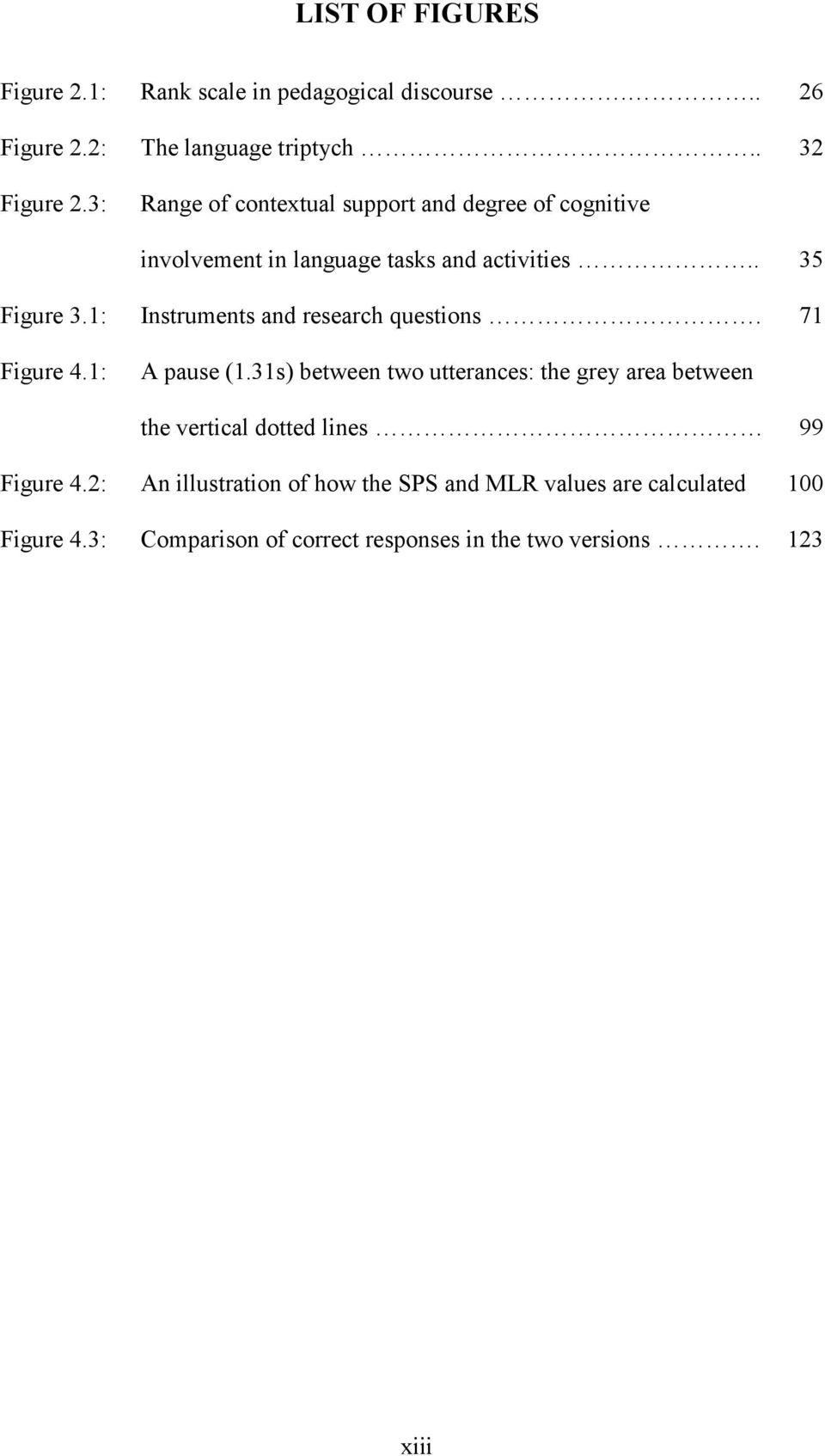 1: Instruments and research questions. 71 Figure 4.1: A pause (1.