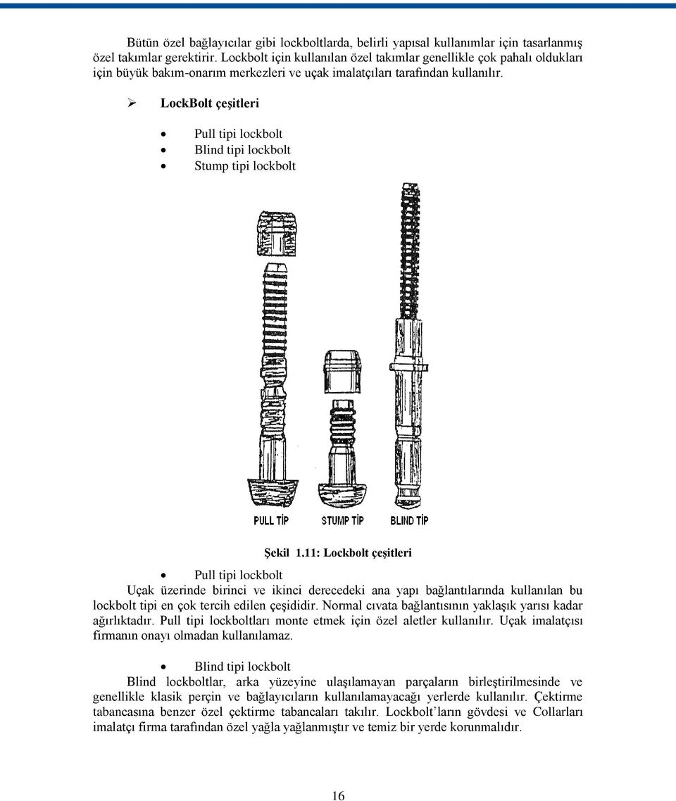 LockBolt çeģitleri Pull tipi lockbolt Blind tipi lockbolt Stump tipi lockbolt ġekil 1.