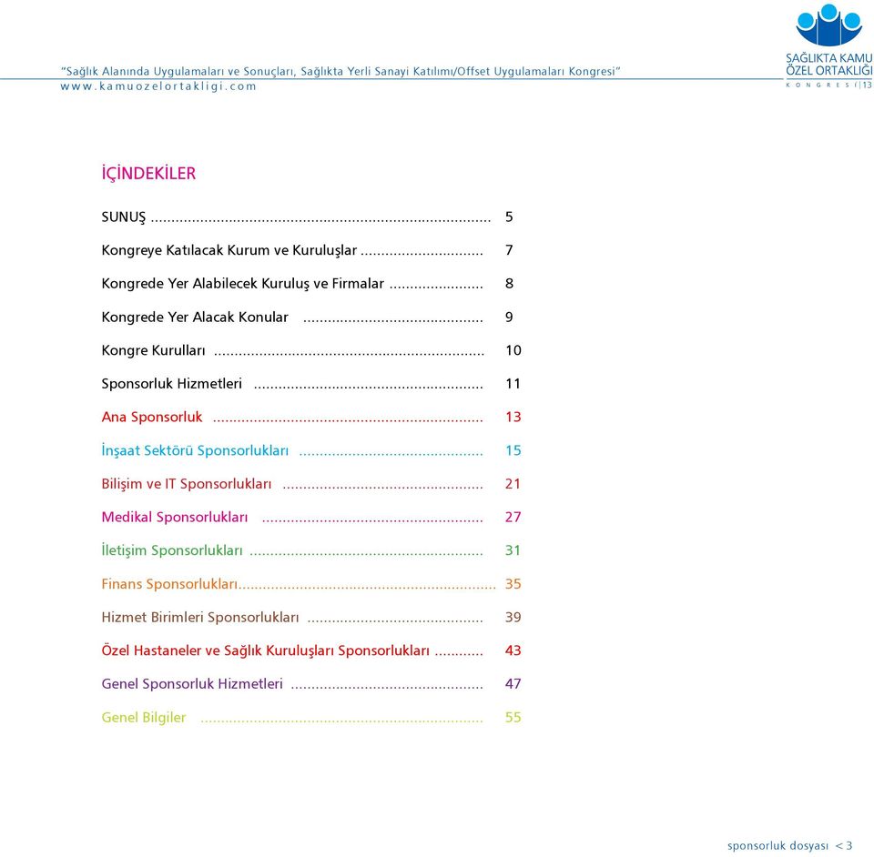 .. 10 Sponsorluk Hizmetleri... 11 Ana Sponsorluk... 13 İnşaat Sektörü Sponsorlukları... 15 Bilişim ve IT Sponsorlukları... 21 Medikal Sponsorlukları.