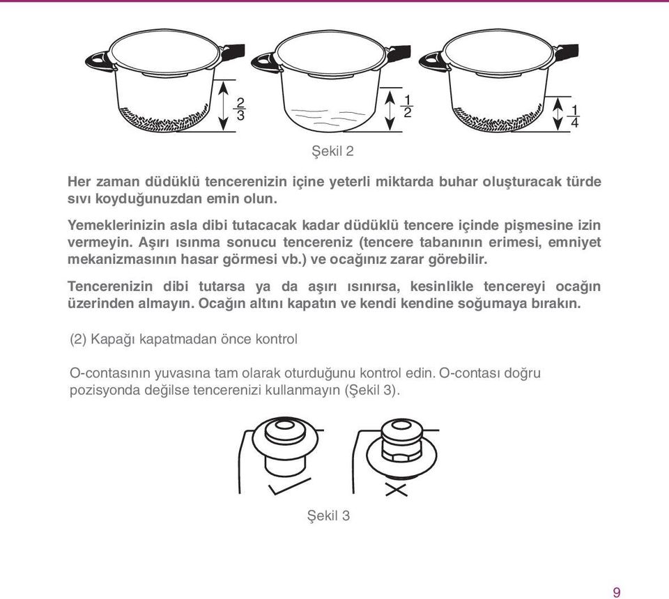 Aşırı ısınma sonucu tencereniz (tencere tabanının erimesi, emniyet mekanizmasının hasar görmesi vb.) ve ocağınız zarar görebilir.