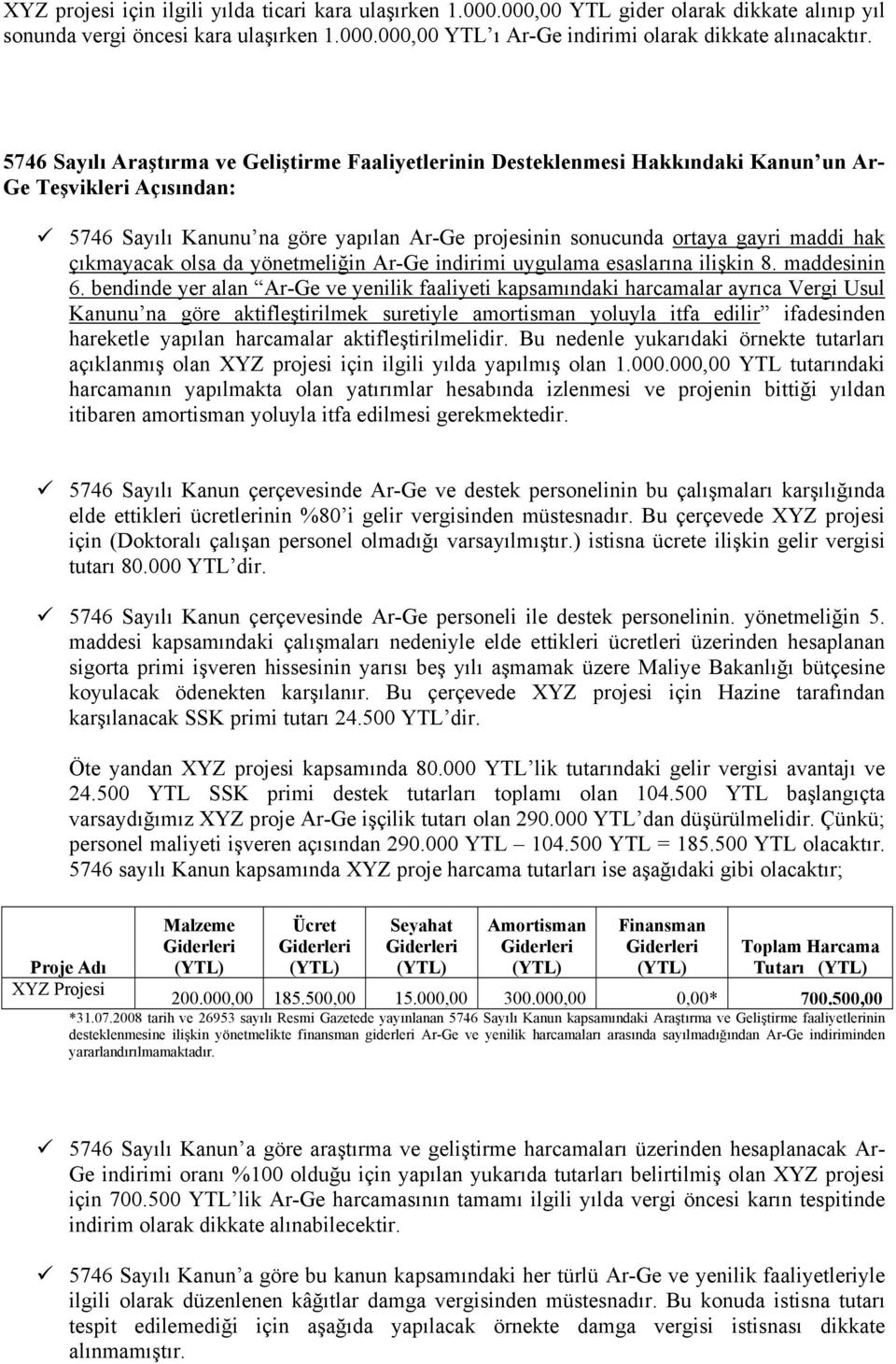 çıkmayacak olsa da yönetmeliğin Ar-Ge indirimi uygulama esaslarına ilişkin 8. maddesinin 6.