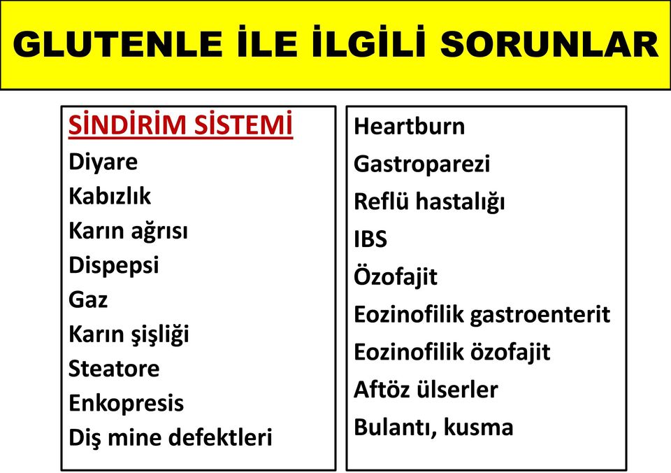 defektleri Heartburn Gastroparezi Reflü hastalığı IBS Özofajit