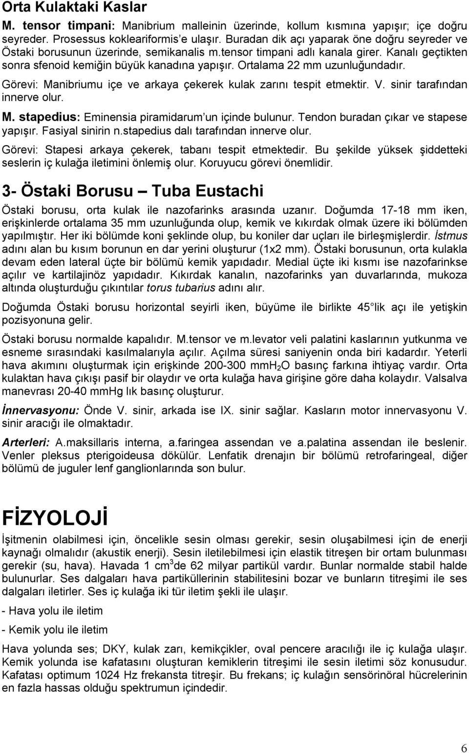 Ortalama 22 mm uzunluğundadır. Görevi: Manibriumu içe ve arkaya çekerek kulak zarını tespit etmektir. V. sinir tarafından innerve olur. M. stapedius: Eminensia piramidarum un içinde bulunur.