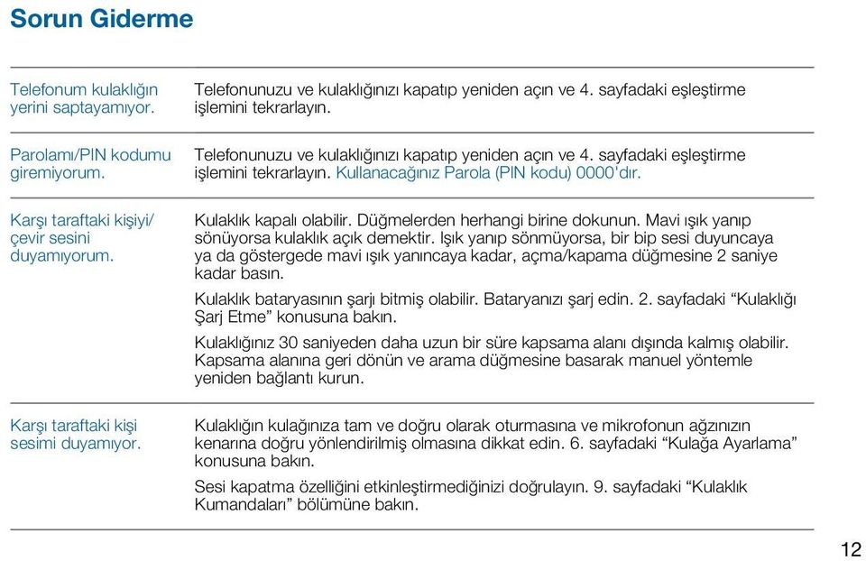 Kulaklık kapalı olabilir. Düğmelerden herhangi birine dokunun. Mavi ışık yanıp sönüyorsa kulaklık açık demektir.