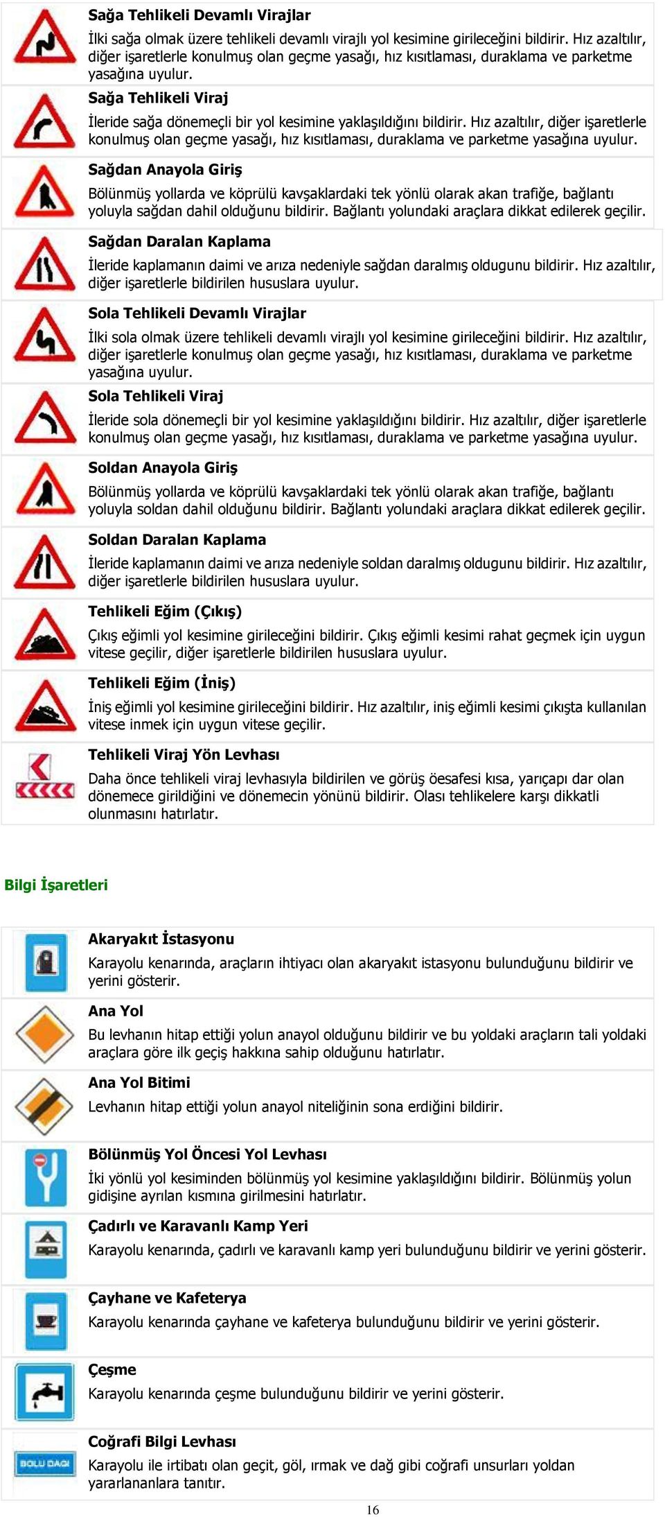 Sağa Tehlikeli Viraj İleride sağa dönemeçli bir yol kesimine yaklaşıldığını bildirir.