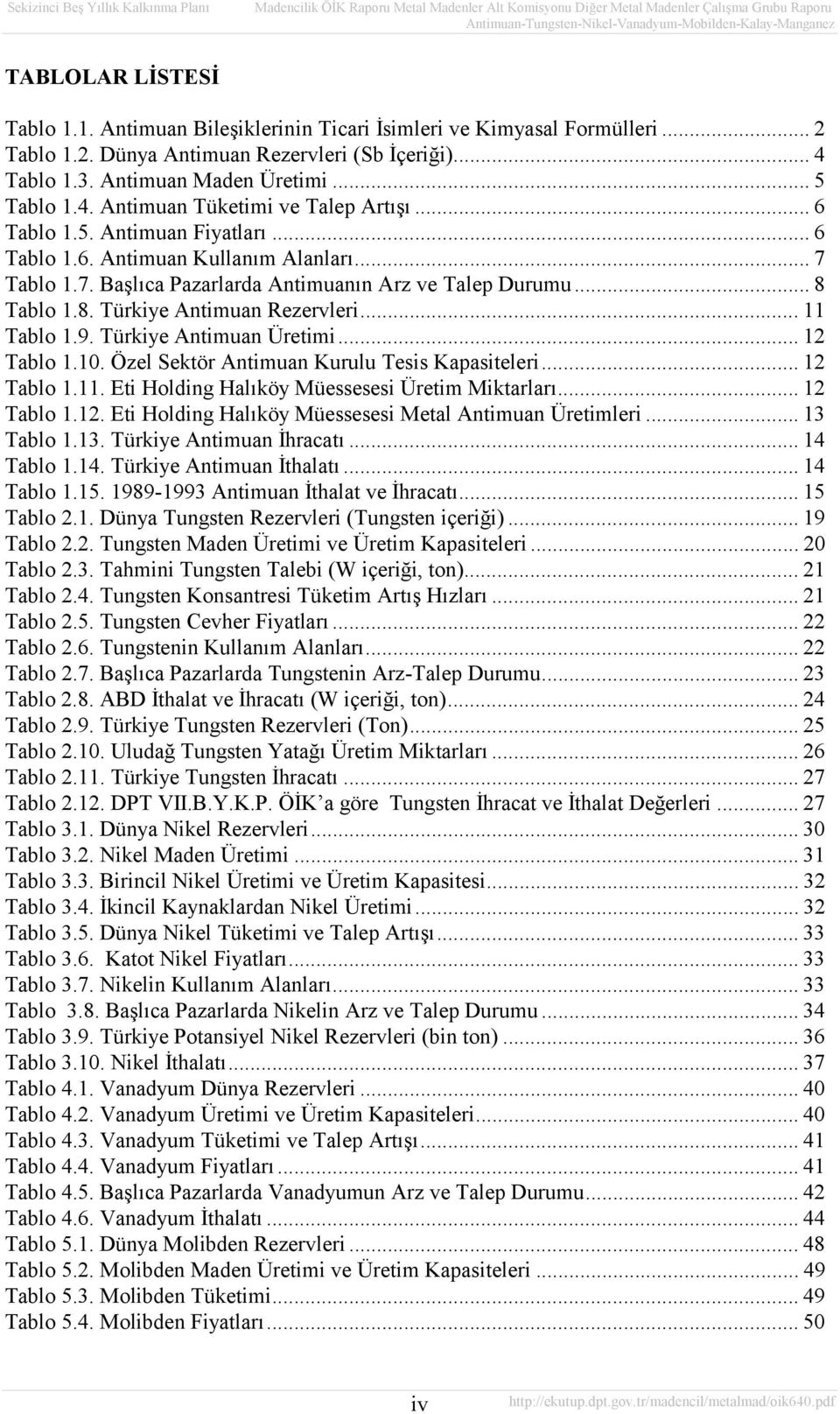 9. Türkiye Antimuan Üretimi... 12 Tablo 1.10. Özel Sektör Antimuan Kurulu Tesis Kapasiteleri... 12 Tablo 1.11. Eti Holding Halıköy Müessesesi Üretim Miktarları... 12 Tablo 1.12. Eti Holding Halıköy Müessesesi Metal Antimuan Üretimleri.