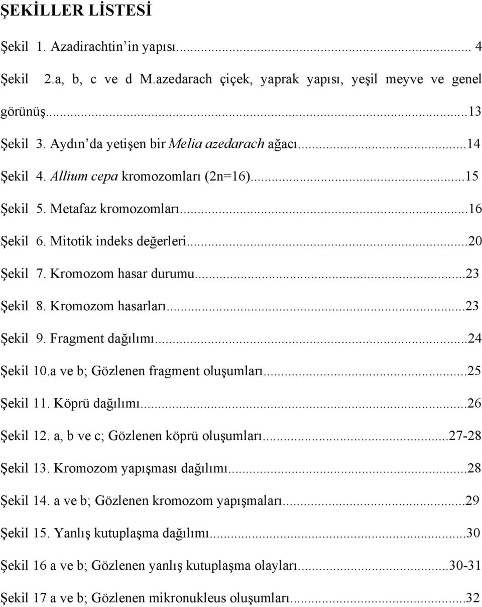 ..23 Şekil 9. Fragment dağılımı...24 Şekil 10.a ve b; Gözlenen fragment oluşumları...25 Şekil 11. Köprü dağılımı...26 Şekil 12. a, b ve c; Gözlenen köprü oluşumları...27-28 Şekil 13.