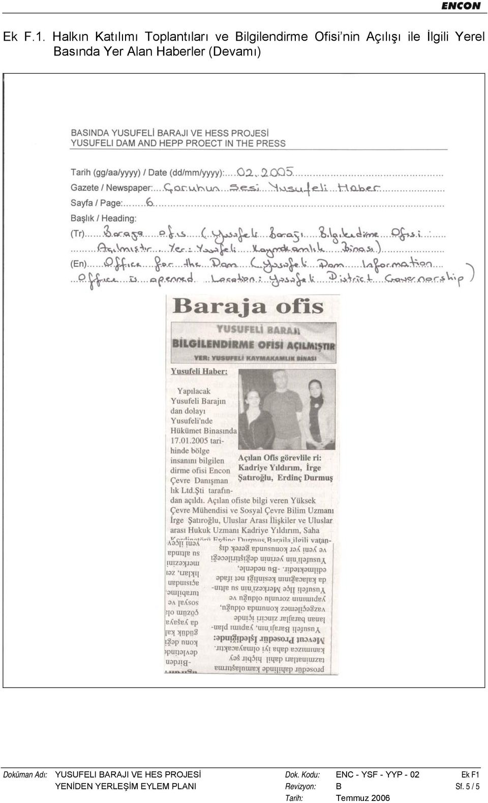 ile İlgili Yerel Basında Yer Alan Haberler (Devamı) Doküman