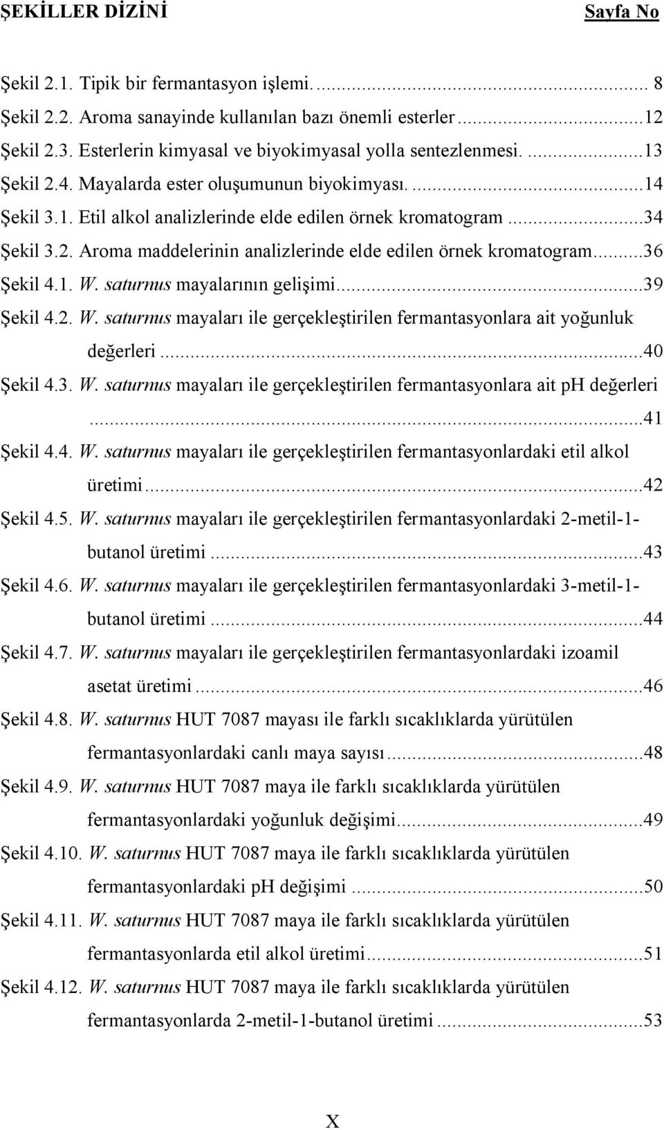 ..36 Şekil 4.1. W. saturnus mayalarının gelişimi...39 Şekil 4.2. W. saturnus mayaları ile gerçekleştirilen fermantasyonlara ait yoğunluk değerleri...40 Şekil 4.3. W. saturnus mayaları ile gerçekleştirilen fermantasyonlara ait ph değerleri.