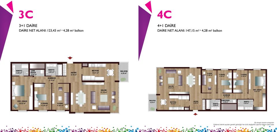 4C 4+1 DAİRE DAİRE NET ALANI: