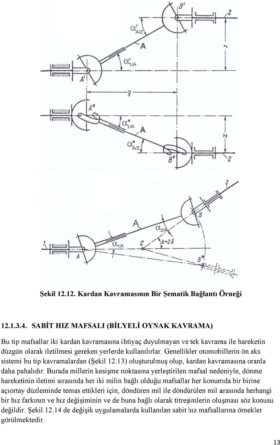 Genellikler otomobillerin ön aks sistemi bu tip kavramalardan (Şekil( 12.13) oluşturulmuş olup, kardan k kavramasına oranla daha pahalıdır.