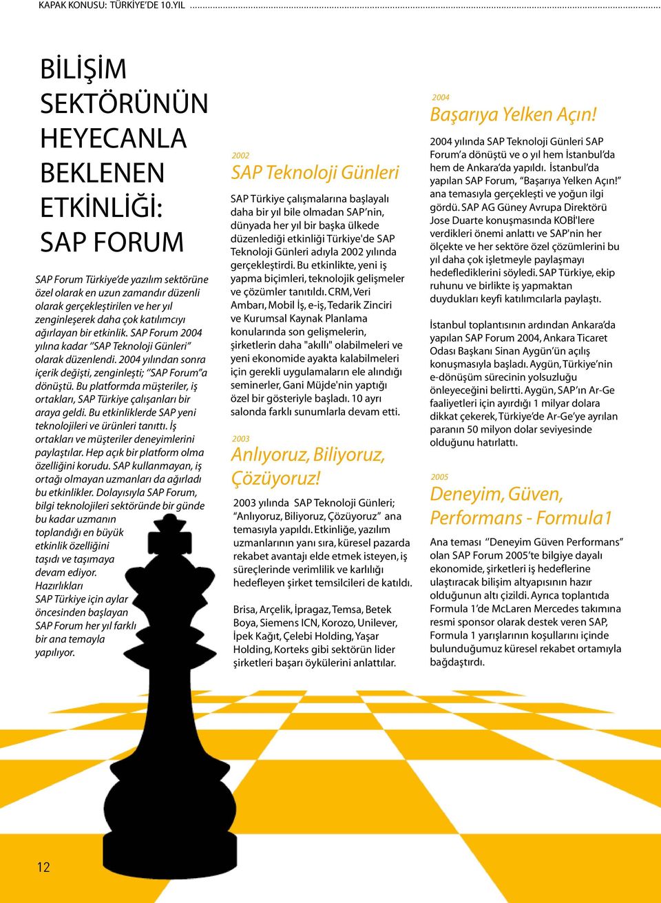 katılımcıyı ağırlayan bir etkinlik. SAP Forum 2004 yılına kadar SAP Teknoloji Günleri olarak düzenlendi. 2004 yılından sonra içerik değişti, zenginleşti; SAP Forum a dönüştü.