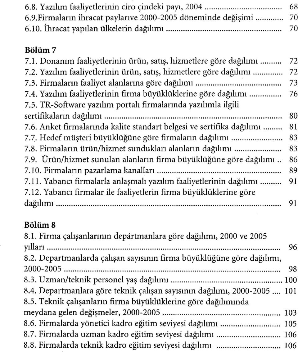 TR-Software yazılım portalı firmalarında yazılımla ilgili sertifikaların dağılımı 80 7.6. Anket firmalarında kalite standart belgesi ve sertifika dağılımı 81 7.7. Hedef müşteri büyüklüğüne göre firmaların dağılımı 83 7.