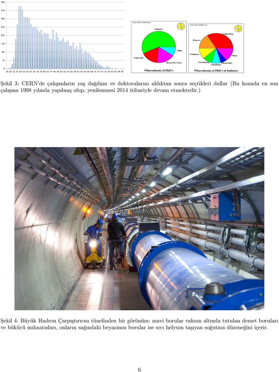 ) Şekil 4: Büyük Hadron Çarpıştırıcısı tünelinden bir görünüm: mavi borular vakum altında tutulan demet