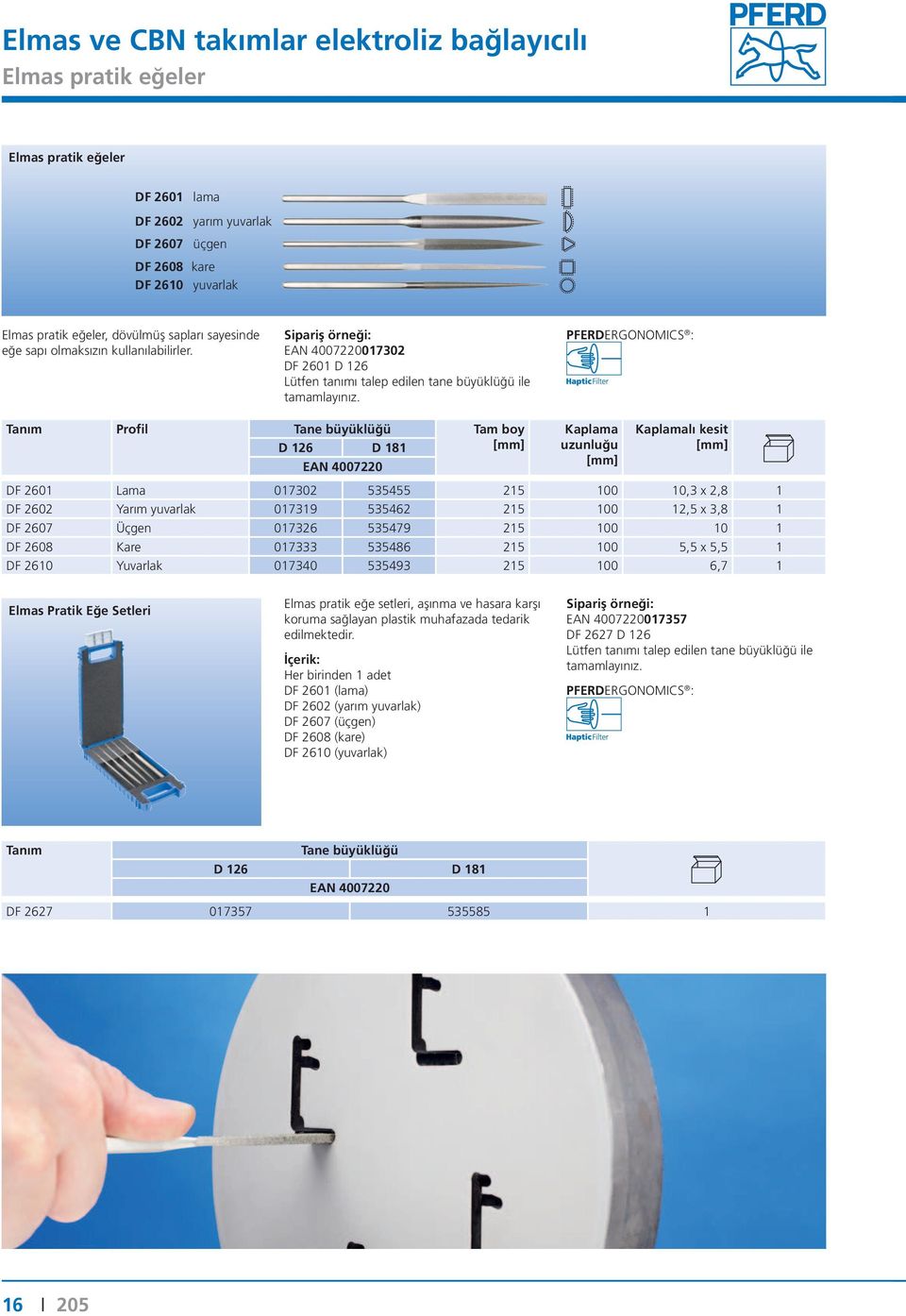 PFRRGONOMICS : anım Profil ane büyüklüğü am boy 126 181 AN Kaplama uzunluğu Kaplamalı kesit F 2601 Lama 017302 535455 215 100 10,3 x 2,8 1 F 2602 Yarım yuvarlak 017319 535462 215 100 12,5 x 3,8 1 F