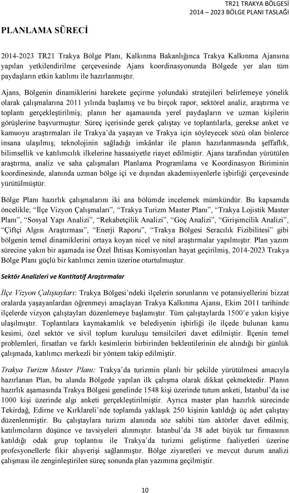 Ajans, Bölgenin dinamiklerini harekete geçirme yolundaki stratejileri belirlemeye yönelik olarak çalışmalarına 2011 yılında başlamış ve bu birçok rapor, sektörel analiz, araştırma ve toplantı