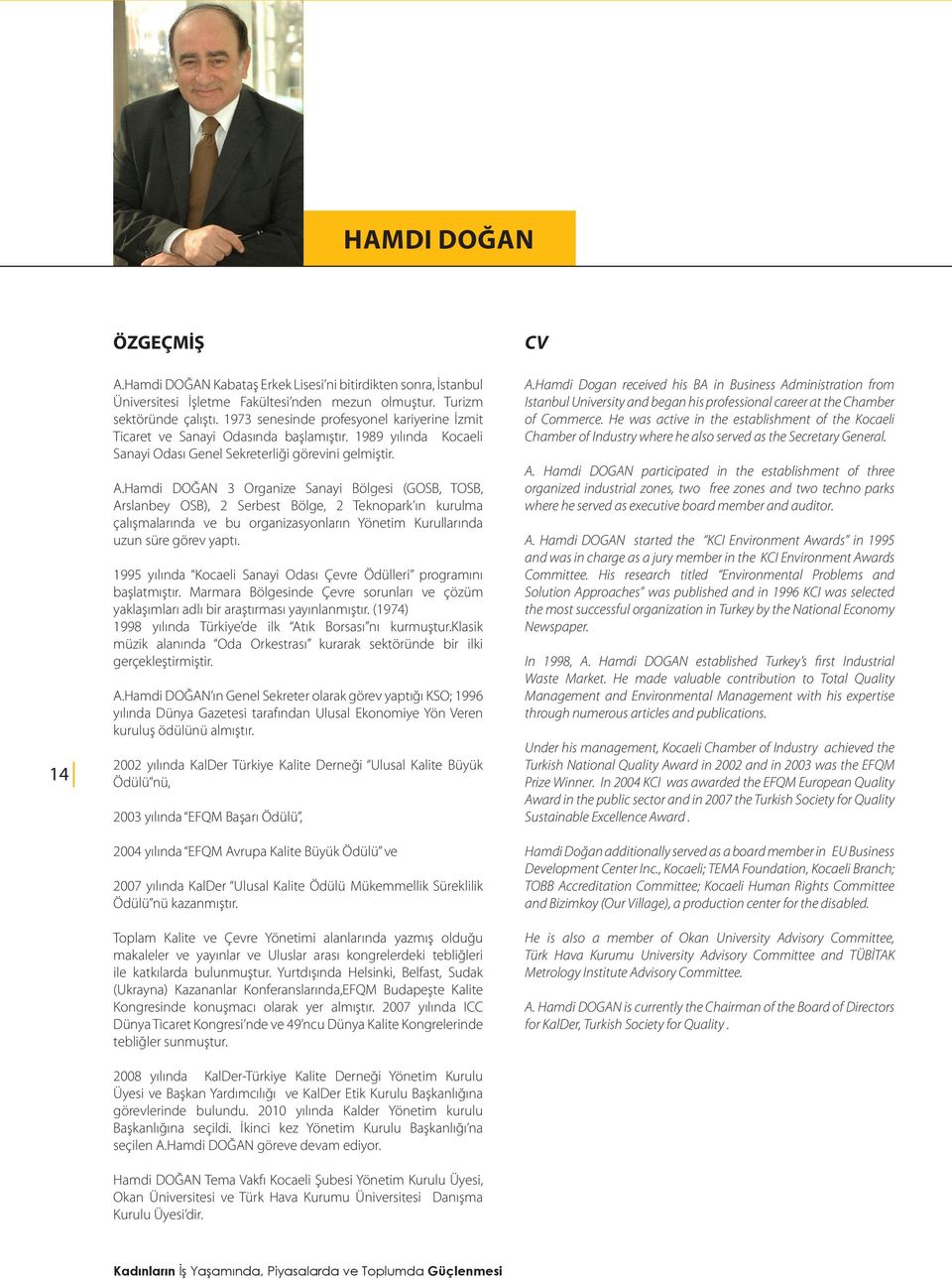 Hamdi DOĞAN 3 Organize Sanayi Bölgesi (GOSB, TOSB, Arslanbey OSB), 2 Serbest Bölge, 2 Teknopark ın kurulma çalışmalarında ve bu organizasyonların Yönetim Kurullarında uzun süre görev yaptı.