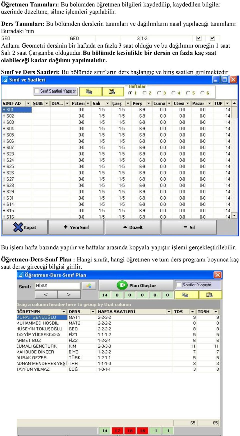 Buradaki nin Anlamı Geometri dersinin bir haftada en fazla 3 saat olduğu ve bu dağılımın örneğin 1 saat Salı 2 saat Çarşamba olduğudur.