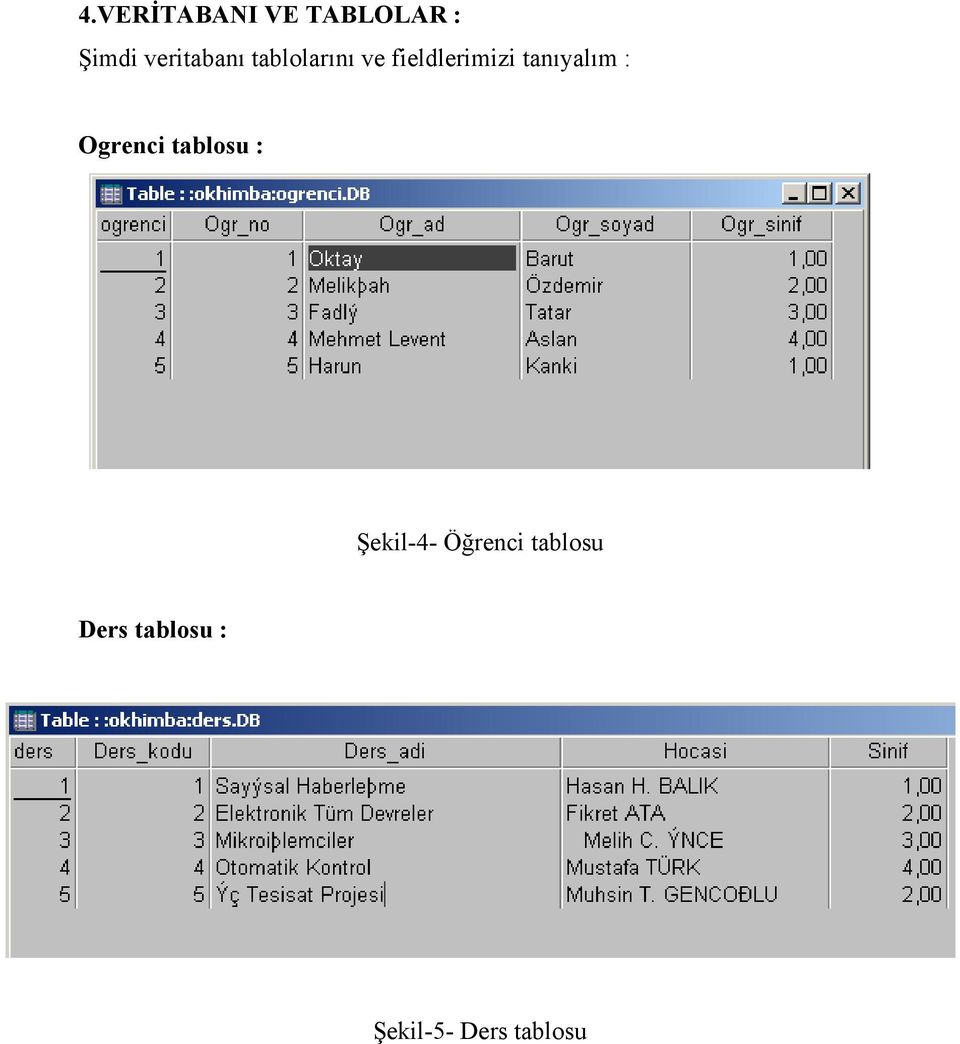 tanıyalım : Ogrenci tablosu : Şekil-4-