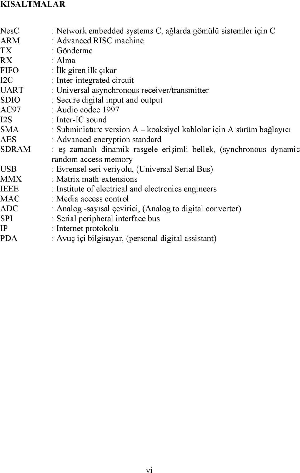 AES : Advanced encryption standard SDRAM : eş zamanlı dinamik rasgele erişimli bellek, (synchronous dynamic random access memory USB : Evrensel seri veriyolu, (Universal Serial Bus) MMX : Matrix math