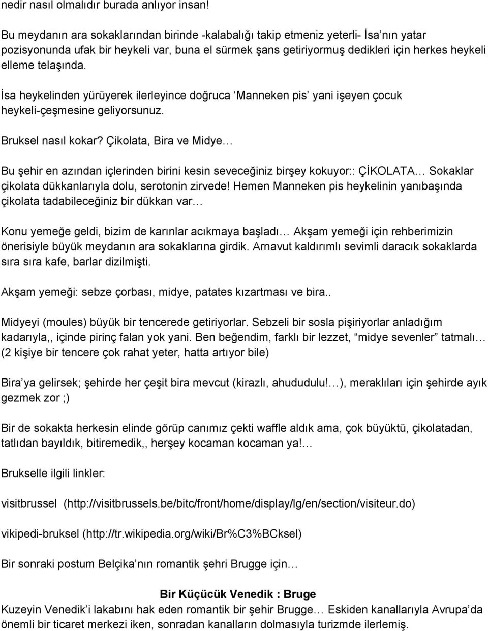 İsa heykelinden yürüyerek ilerleyince doğruca Manneken pis yani işeyen çocuk heykeli çeşmesine geliyorsunuz. Bruksel nasıl kokar?