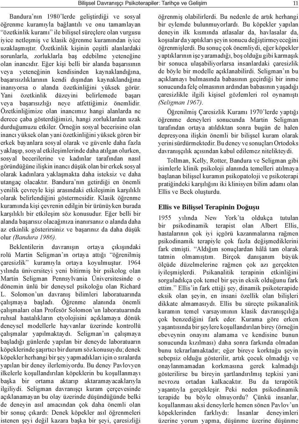 Eğer kişi belli bir alanda başarısının veya yeteneğinin kendisinden kaynaklandığına, başarısızlıklarının kendi dışından kaynaklandığına inanıyorsa o alanda özetkinliğini yüksek görür.