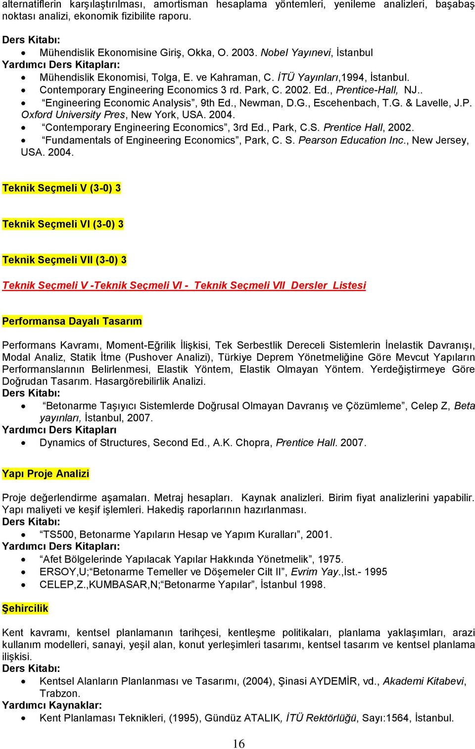 . Engineering Economic Analysis, 9th Ed., Newman, D.G., Escehenbach, T.G. & Lavelle, J.P. Oxford University Pres, New York, USA. 2004. Contemporary Engineering Economics, 3rd Ed., Park, C.S. Prentice Hall, 2002.