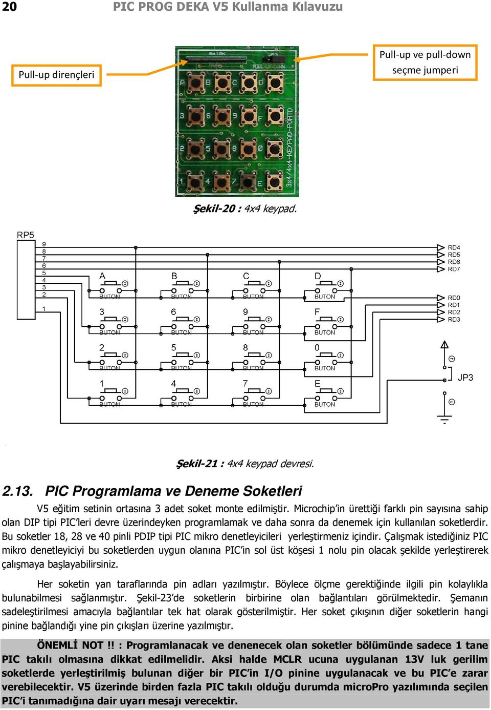 Microchip in ürettiği farklı pin sayısına sahip olan DIP tipi PIC leri devre üzerindeyken programlamak ve daha sonra da denemek için kullanılan soketlerdir.