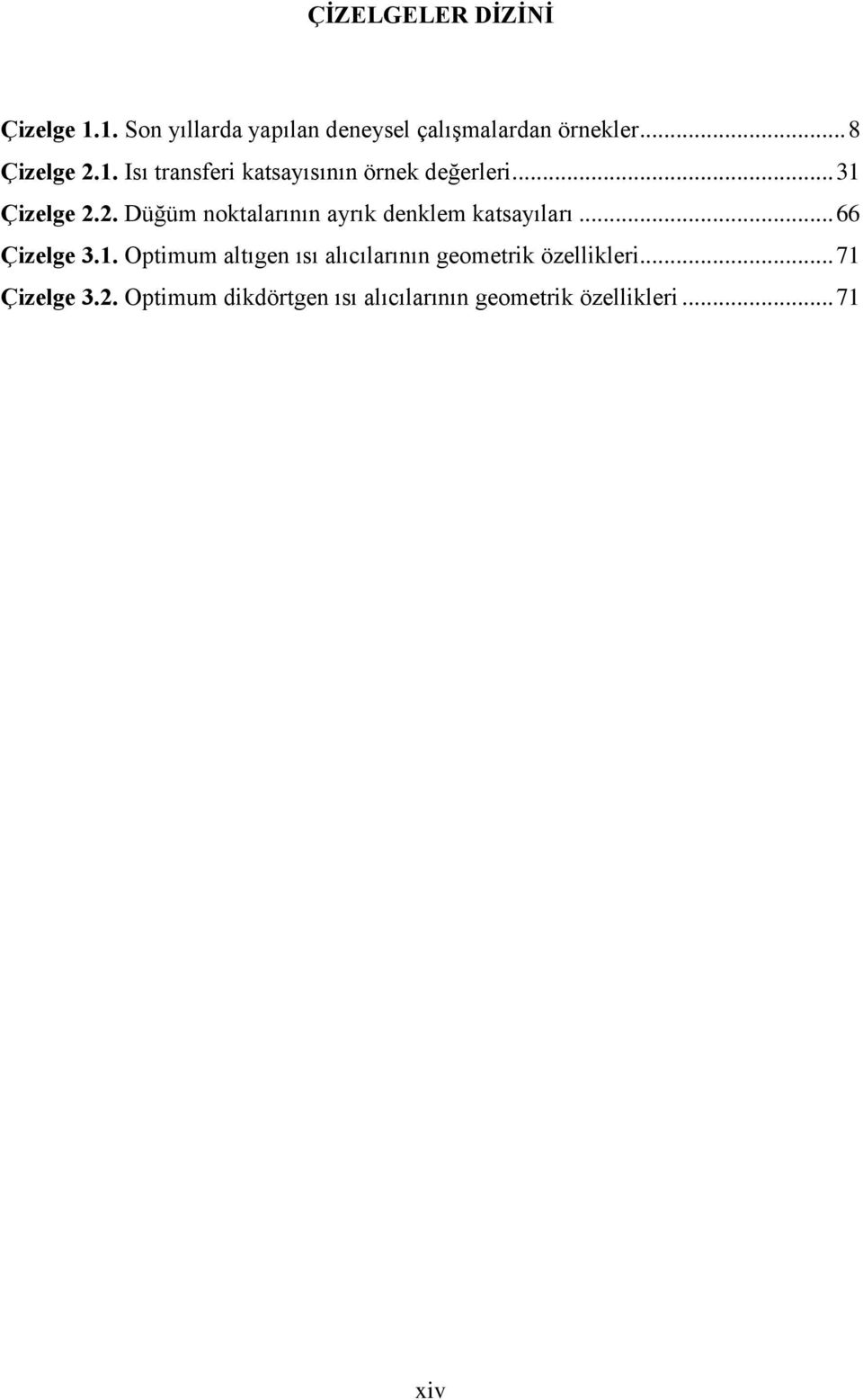 .. 66 Çizelge 3.1. Optimum altıgen ısı alıcılarının geometrik özellikleri... 71 Çizelge 3.2.