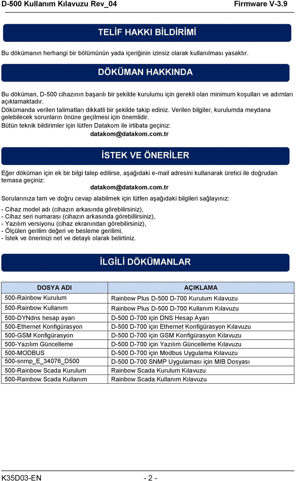 Dökümanda verilen talimatları dikkatli bir şekilde takip ediniz. Verilen bilgiler, kurulumda meydana gelebilecek sorunların önüne geçilmesi için önemlidir.