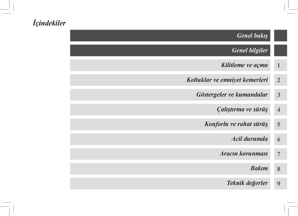 kumandalar Çalıştırma ve sürüş Konforlu ve rahat