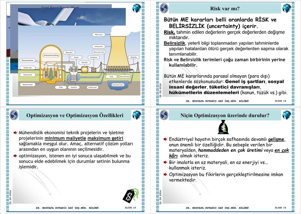 Risk ve Belirsizlik terimleri çoğu zaman birbirinin yerine kullanılabilir. 22.09.