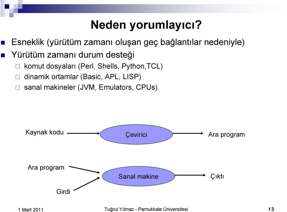 desteği komut dosyaları (Perl, Shells, Python,TCL) dinamik ortamlar (Basic, APL,