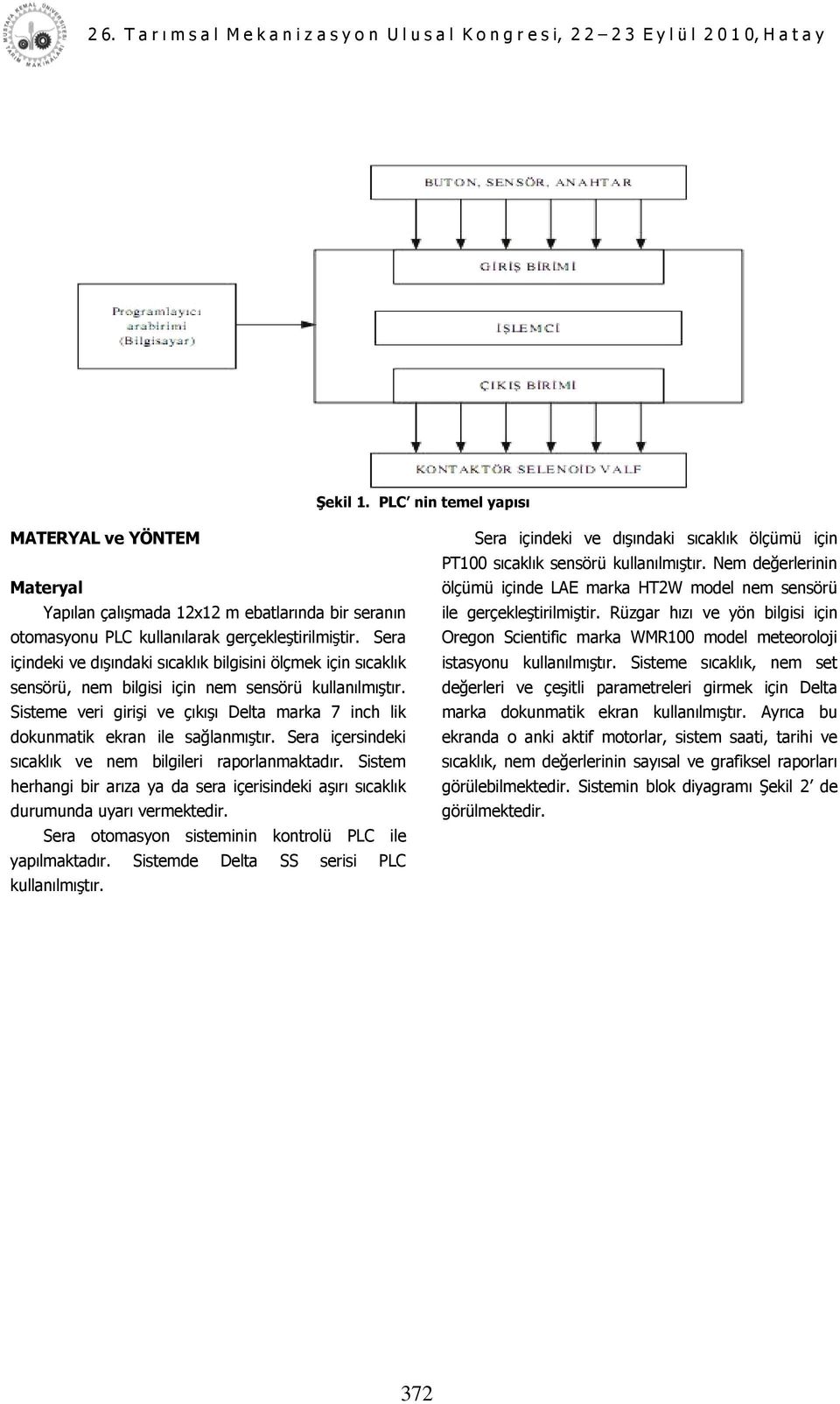 Sisteme veri giriģi ve çıkıģı Delta marka 7 inch lik dokunmatik ekran ile sağlanmıģtır. Sera içersindeki sıcaklık ve nem bilgileri raporlanmaktadır.