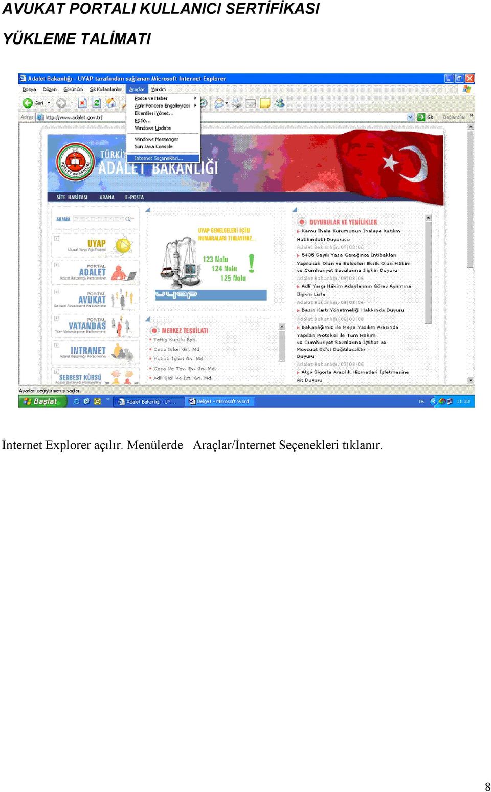 İnternet Explorer açılır.