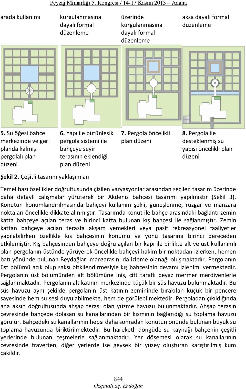 Pergola ile desteklenmiş su yapısı öncelikli plan düzeni Şekil 2.